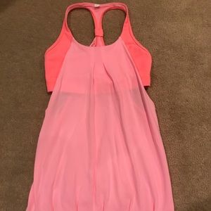 Lululemon hot pink tank with coral built in bra